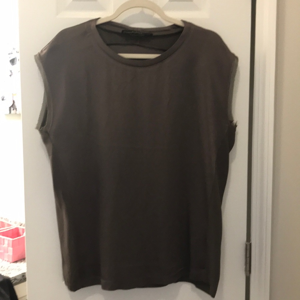 All Saints dark grey silk top size 2